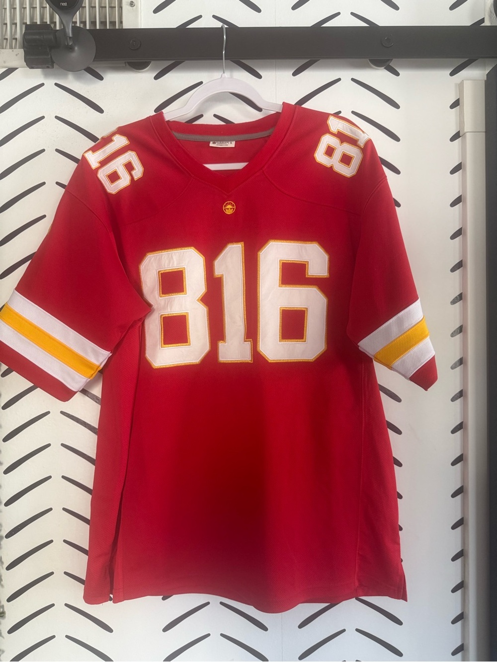 Chiefs custom sunrise jersey w/ KC area code Men's Football Jersey